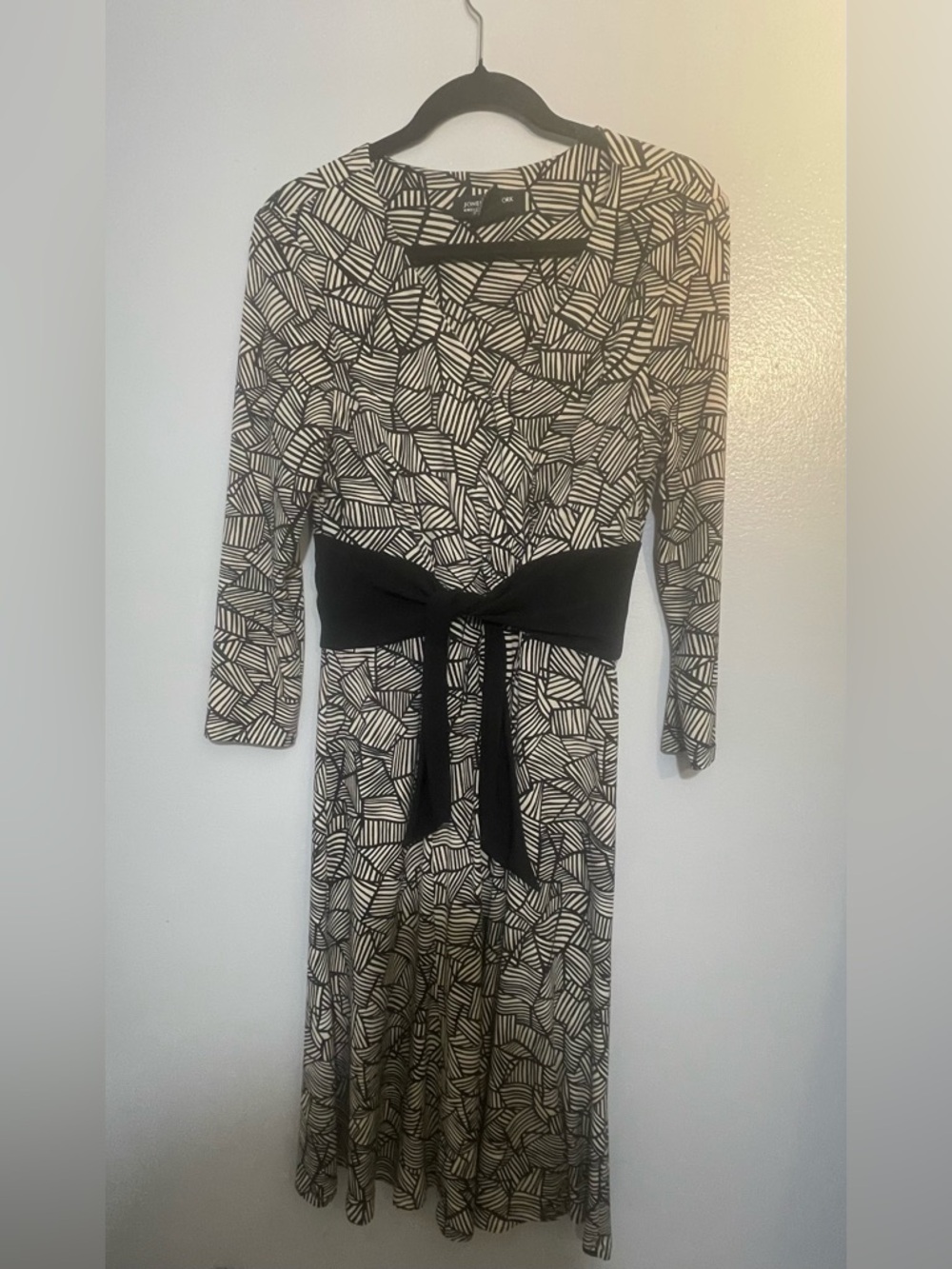 Jones New York Geometric Wrap Dress with Waist Tie